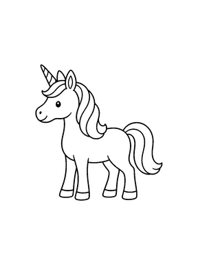 A unicorn standing, shown from the side.
