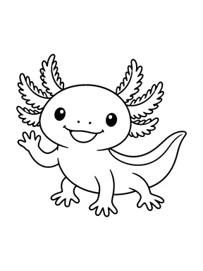 An axolotl waving one front leg.