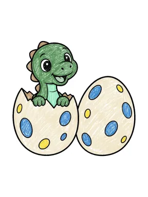 Dinosaur Eggs Coloring Page colored with AI in crayon style