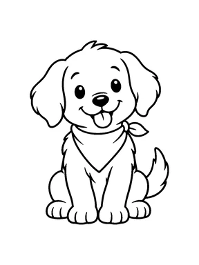 A puppy wearing a plain bandana.