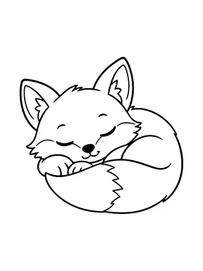 A sleeping fox curled up.