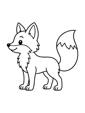 A standing fox shown from the side.