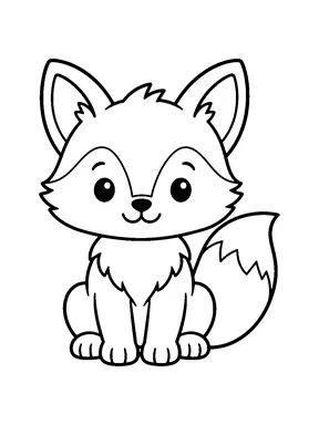 A baby fox facing forward.