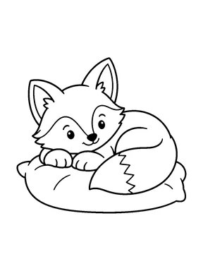 A fox resting on a cushion.