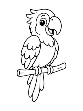 A parrot perched on a short branch.