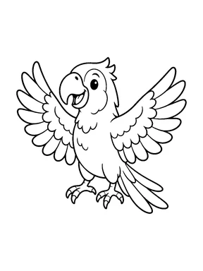 A parrot spreading both wings.