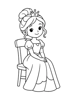 A princess sitting on a plain chair.