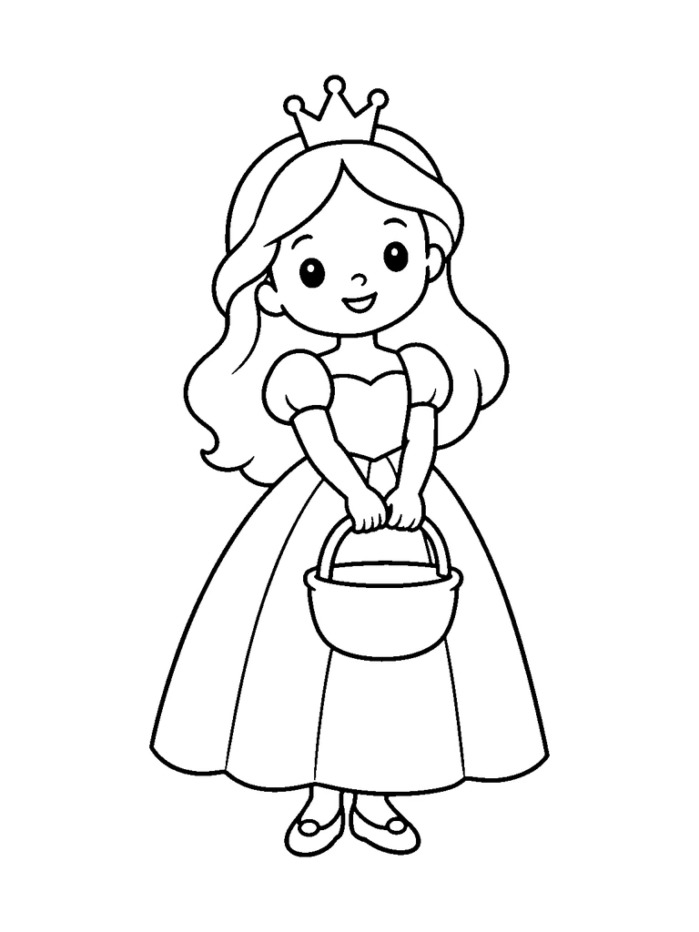 A princess carrying a simple basket.
