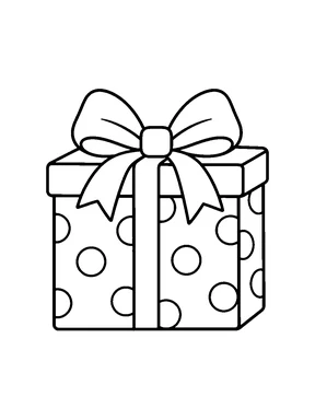 A large wrapped birthday present tied with a bow.