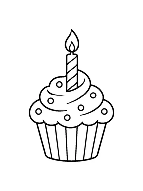 A birthday cupcake with a single candle.