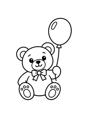 A teddy bear holding a birthday balloon.