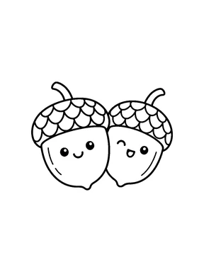 Two acorns with simple caps.
