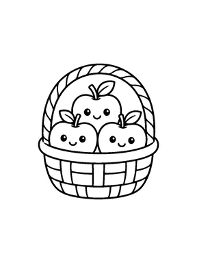 A basket holding three apples.