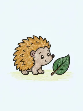 Fall Hedgehog Coloring Page colored with AI in crayon style