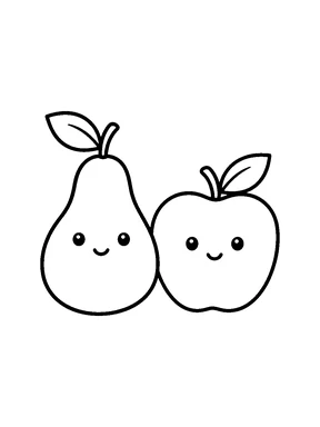 A pear next to an apple.