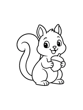 A squirrel holding an acorn.