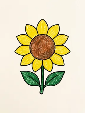Fall Sunflower Coloring Page, colored example