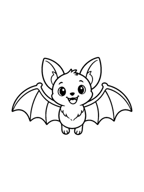 A smiling bat with its wings spread.