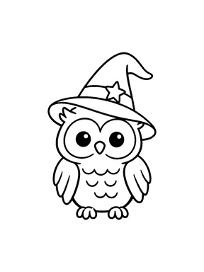 A friendly owl wearing a pointed hat.