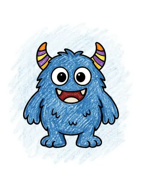 Friendly Halloween Monster Coloring Page colored with AI in crayon style