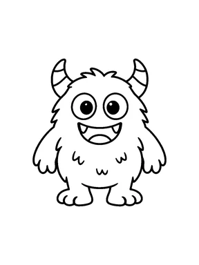 A friendly monster with two horns and two eyes.