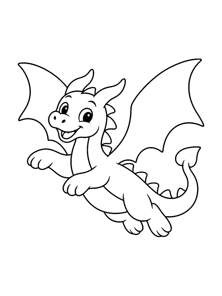 A dragon glides through the air with both wings spread wide.