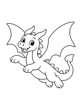 A dragon glides through the air with both wings spread wide.