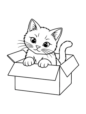 A cat peeks over the edge of an open cardboard box.