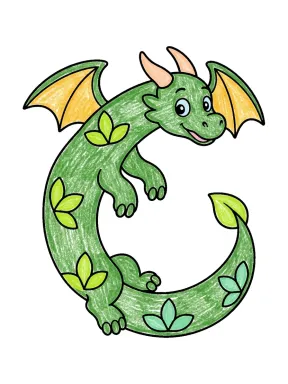 Circular Dragon with Petal Motifs Coloring Page colored with AI in crayon style
