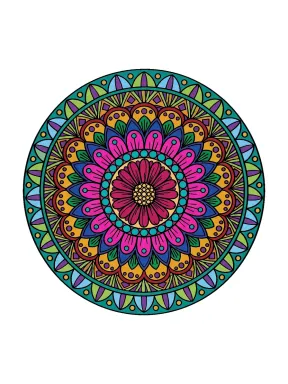 Daisy Scallop Mandala Coloring Page colored with AI in marker style