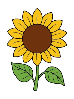 Sunflower with an Open Center Coloring Page, colored example