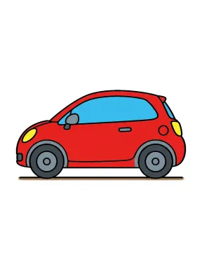 Simple Hatchback in Side Profile Coloring Page, colored example