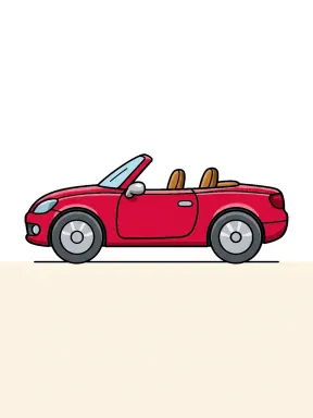 Open Top Convertible Coloring Page colored with AI in marker style