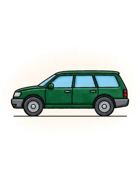 Classic Station Wagon Coloring Page, colored example