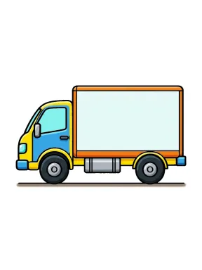 Simple Box Delivery Truck Coloring Page colored with AI in marker style