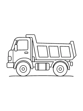 A dump truck in side view with its bed lowered and level, three large side panels, and two wheels.