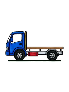 Simple Flatbed Truck Side View Coloring Page colored with AI in marker style
