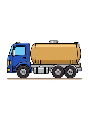Simple Tanker Truck Side View Coloring Page colored with AI in marker style